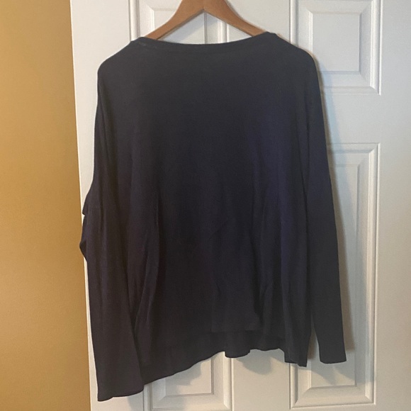 Eileen Fisher Deep Blue V-Neck Top - Picture 4 of 5